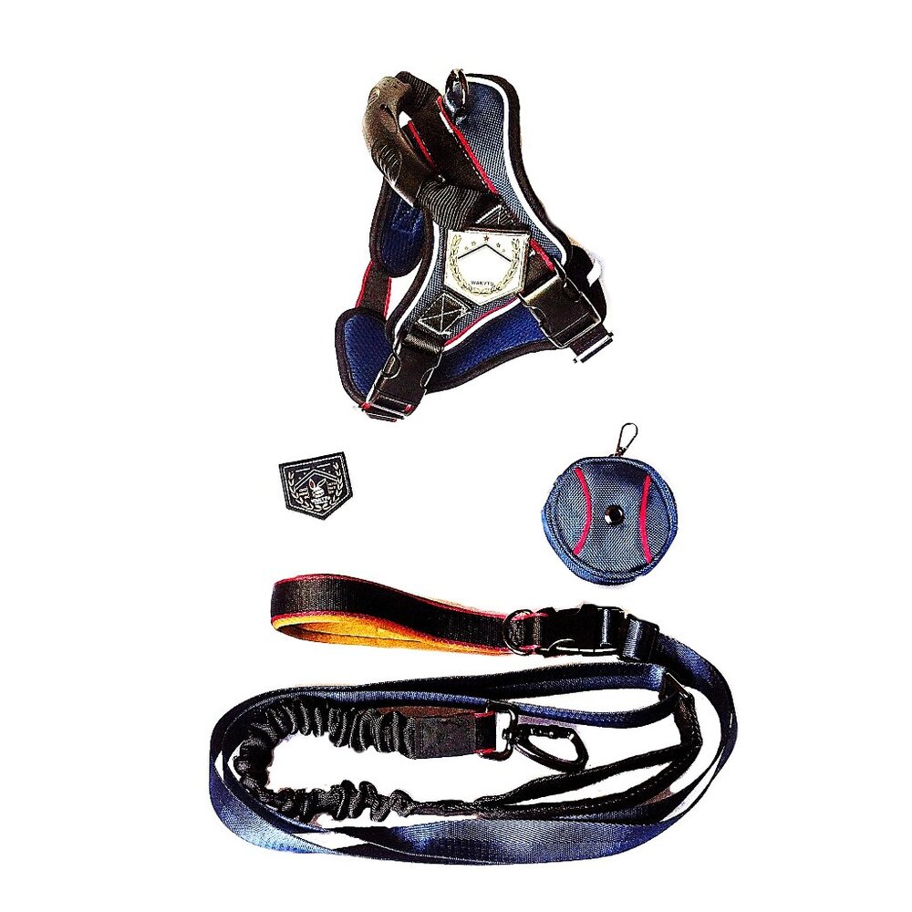 Navy Tactical SM Dog Harness, Adjust. No-Pull Dog Vest wPatches, DLX Leash + Bag